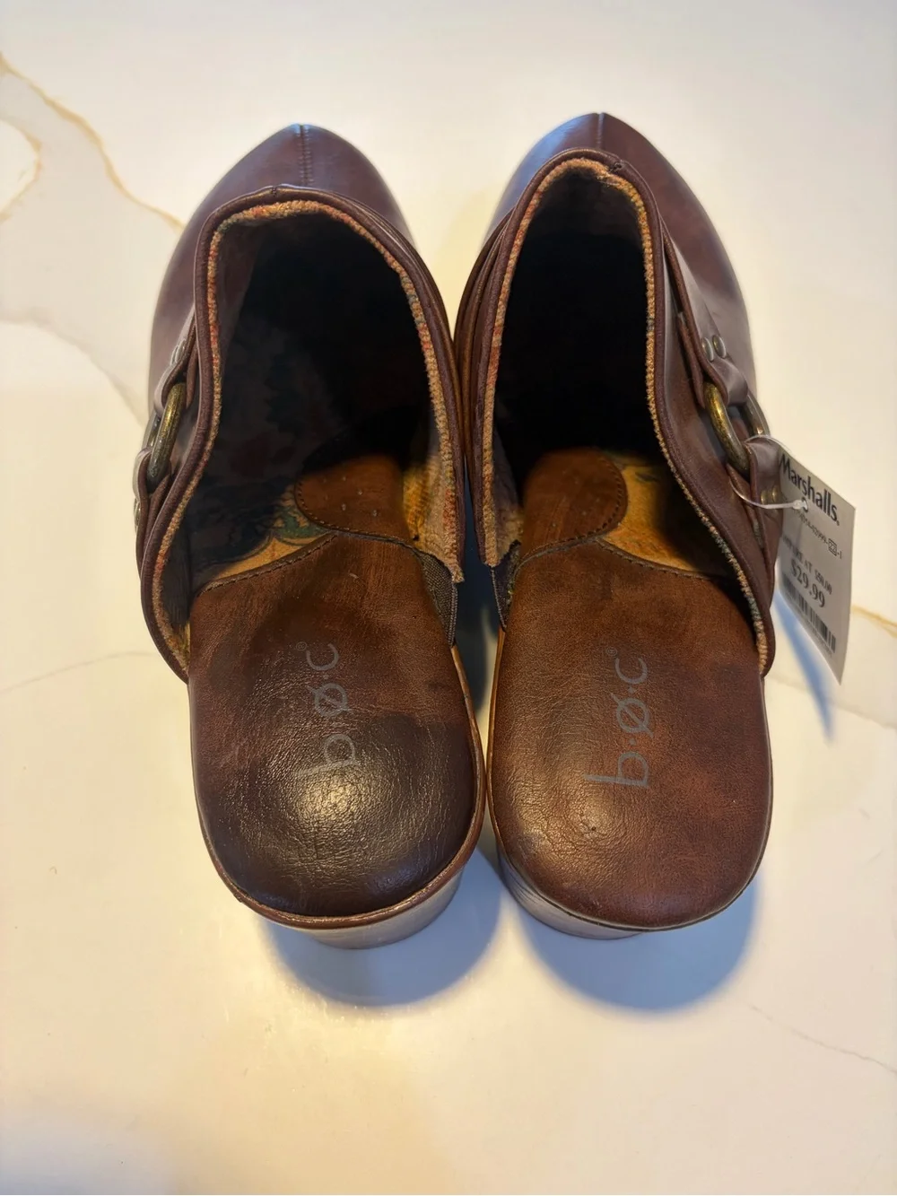 b.o.c. Born Concept Brown Leather Clogs Mules Women’s Size 9 Buckle Comfort